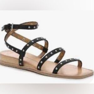 DOLCE VITA Sz 8.5 Black Criss-Cross Studded Ankle Strap Rozie Sandals Exc Cond